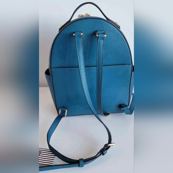 Henri Bendel New York Leather Backpack Blue Turquoise - Picture 16 of 16